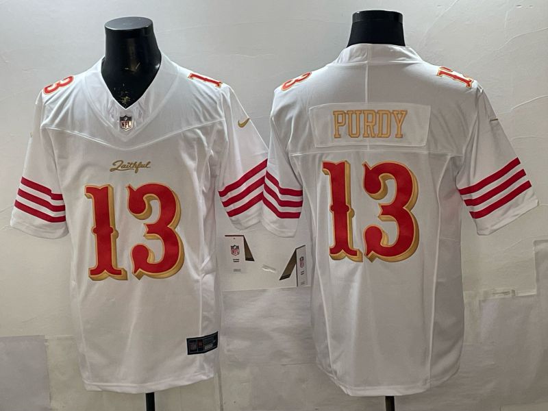Men 2026 San Francisco 49ers #13 Purdy White Gold 5th generations Nike Limited NFL Jersey style 001->san francisco 49ers->NFL Jersey